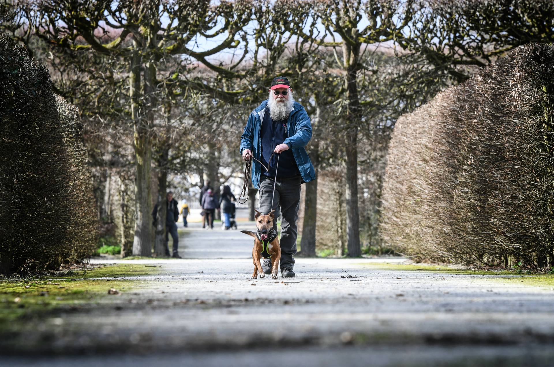 Mantrailing Trainer Uwe mit seinem Hund Buddy beim Trailen